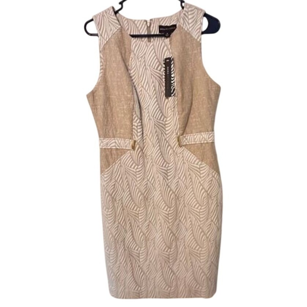 Dana Buchman Beige and Cream Textured Sheath Dress